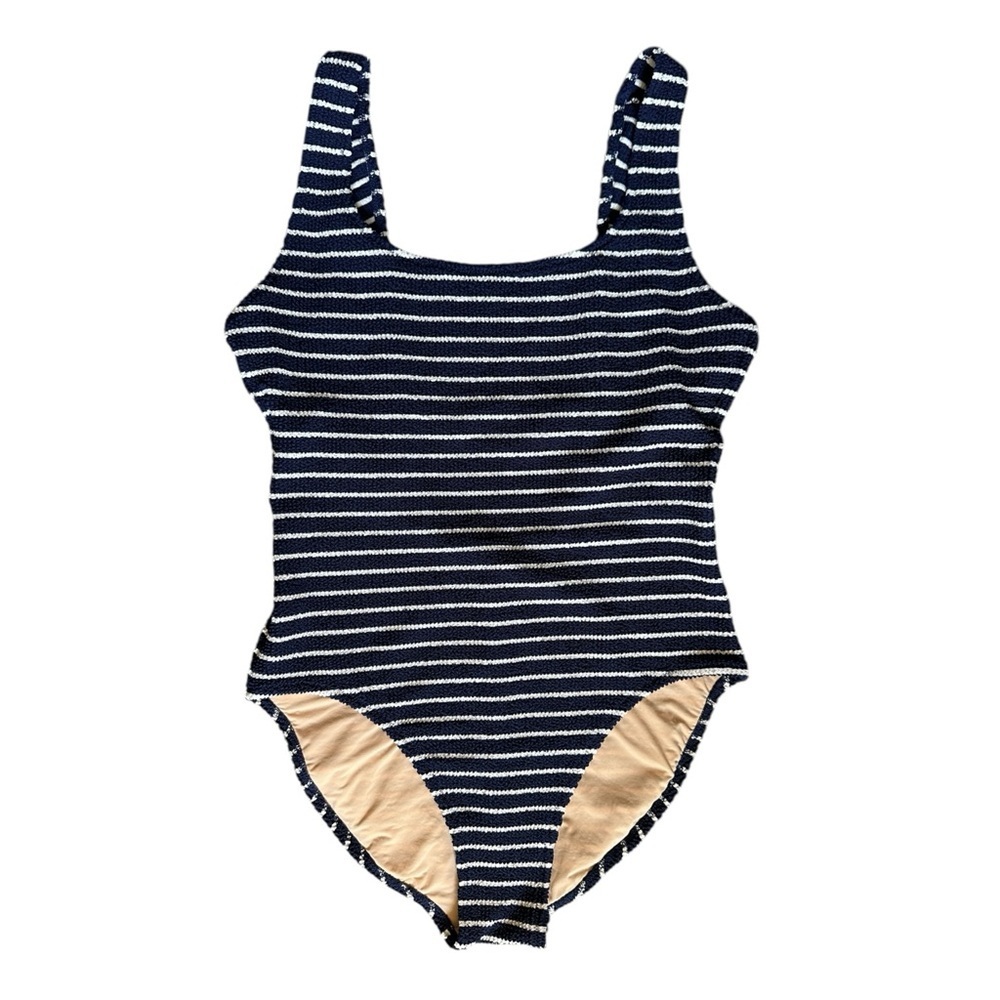 J. Crew Navy and White Striped One Piece Swimsuit